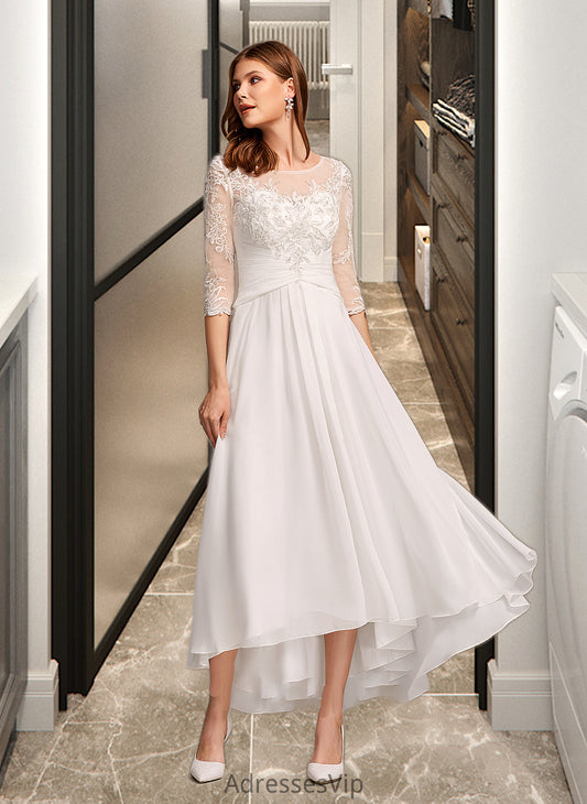 Nathaly A-Line Illusion Asymmetrical Wedding Dress With Lace HCP0013749