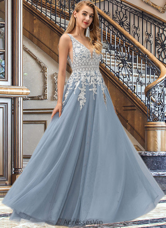 Megan Ball-Gown/Princess V-neck Floor-Length Tulle Wedding Dress With Lace HCP0013763