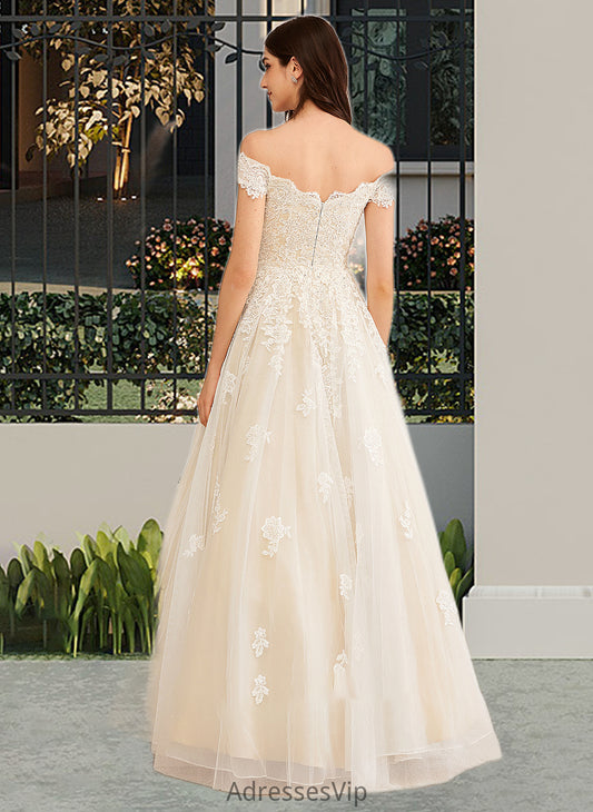 Macie Ball-Gown/Princess Off-the-Shoulder Floor-Length Wedding Dress With Beading Sequins HCP0013765