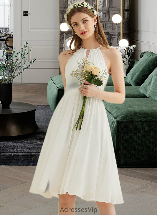 Felicity A-Line Knee-Length Chiffon Wedding Dress HCP0013778