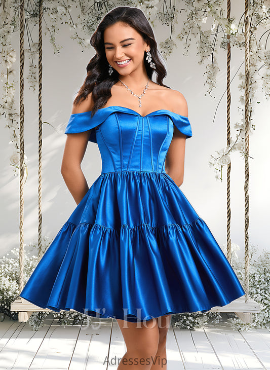 Tatiana Ball-Gown/Princess Off the Shoulder Short Satin Homecoming Dress HCP0025680