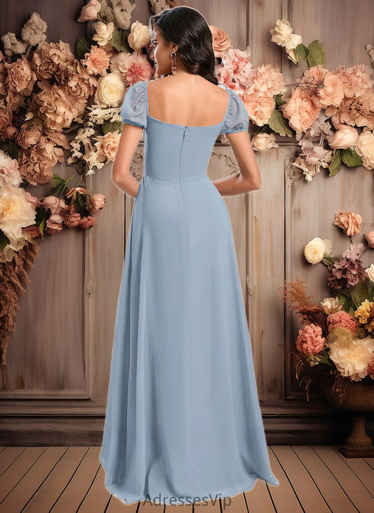 Kendal A-line Square Floor-Length Chiffon Prom Dresses With Ruffle HCP0025872