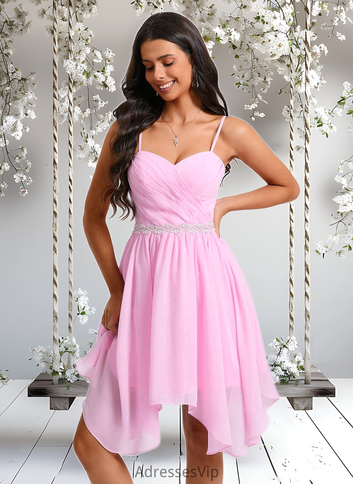 Parker A-line Sweetheart Asymmetrical Chiffon Homecoming Dress With Beading HCP0025690