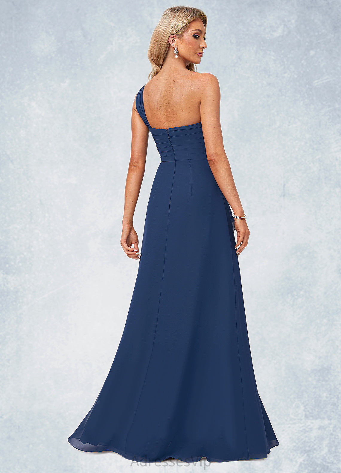 Selah A-line One Shoulder Floor-Length Chiffon Bridesmaid Dress With Ruffle HCP0022581