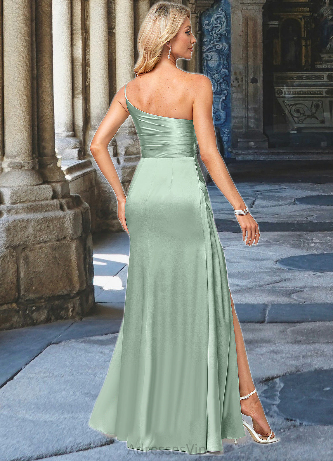 Alana A-line One Shoulder Asymmetrical Stretch Satin Bridesmaid Dress HCP0022585