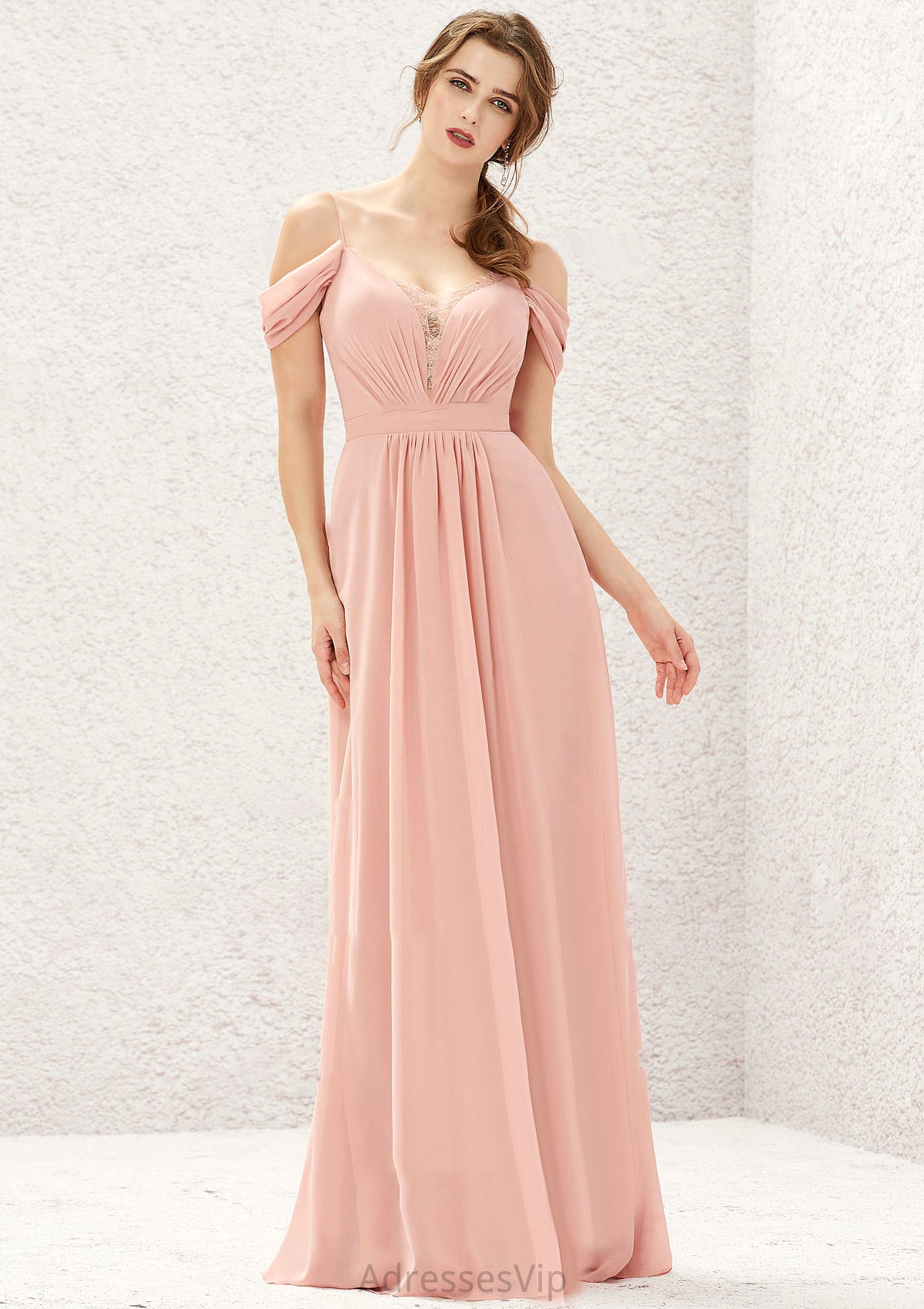 A-line Sweetheart Sleeveless Chiffon Long/Floor-Length Bridesmaid Dresses With Pleated Lace Kenley HCP0025629