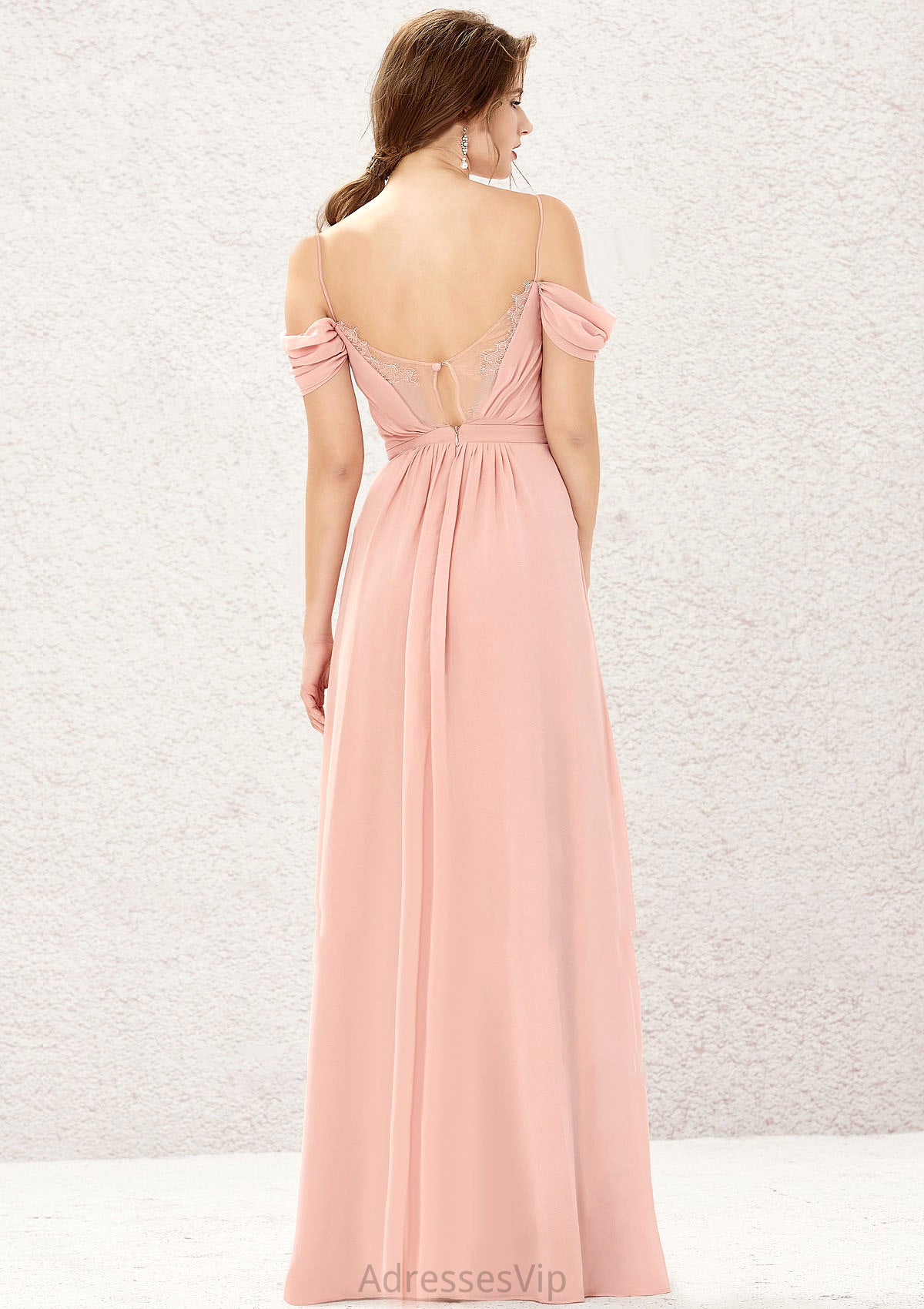 A-line Sweetheart Sleeveless Chiffon Long/Floor-Length Bridesmaid Dresses With Pleated Lace Kenley HCP0025629