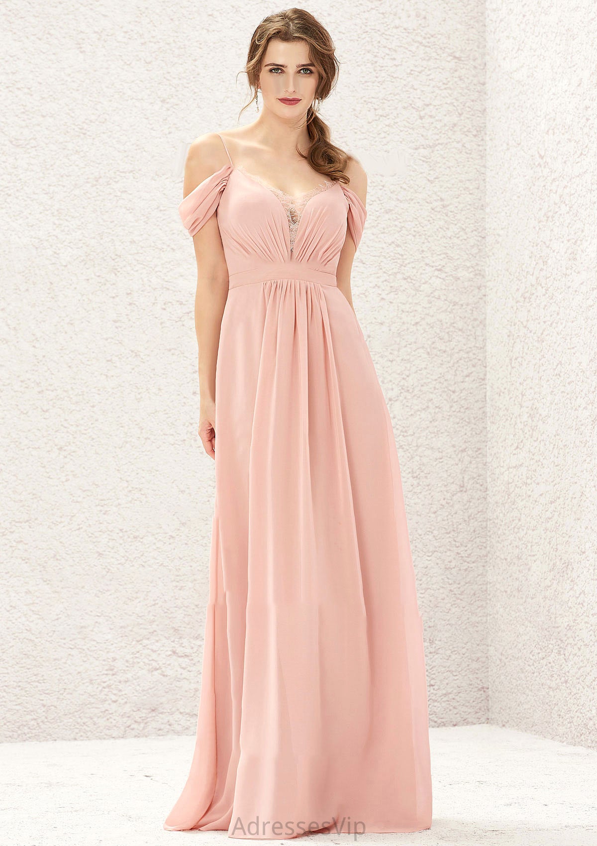 A-line Sweetheart Sleeveless Chiffon Long/Floor-Length Bridesmaid Dresses With Pleated Lace Kenley HCP0025629