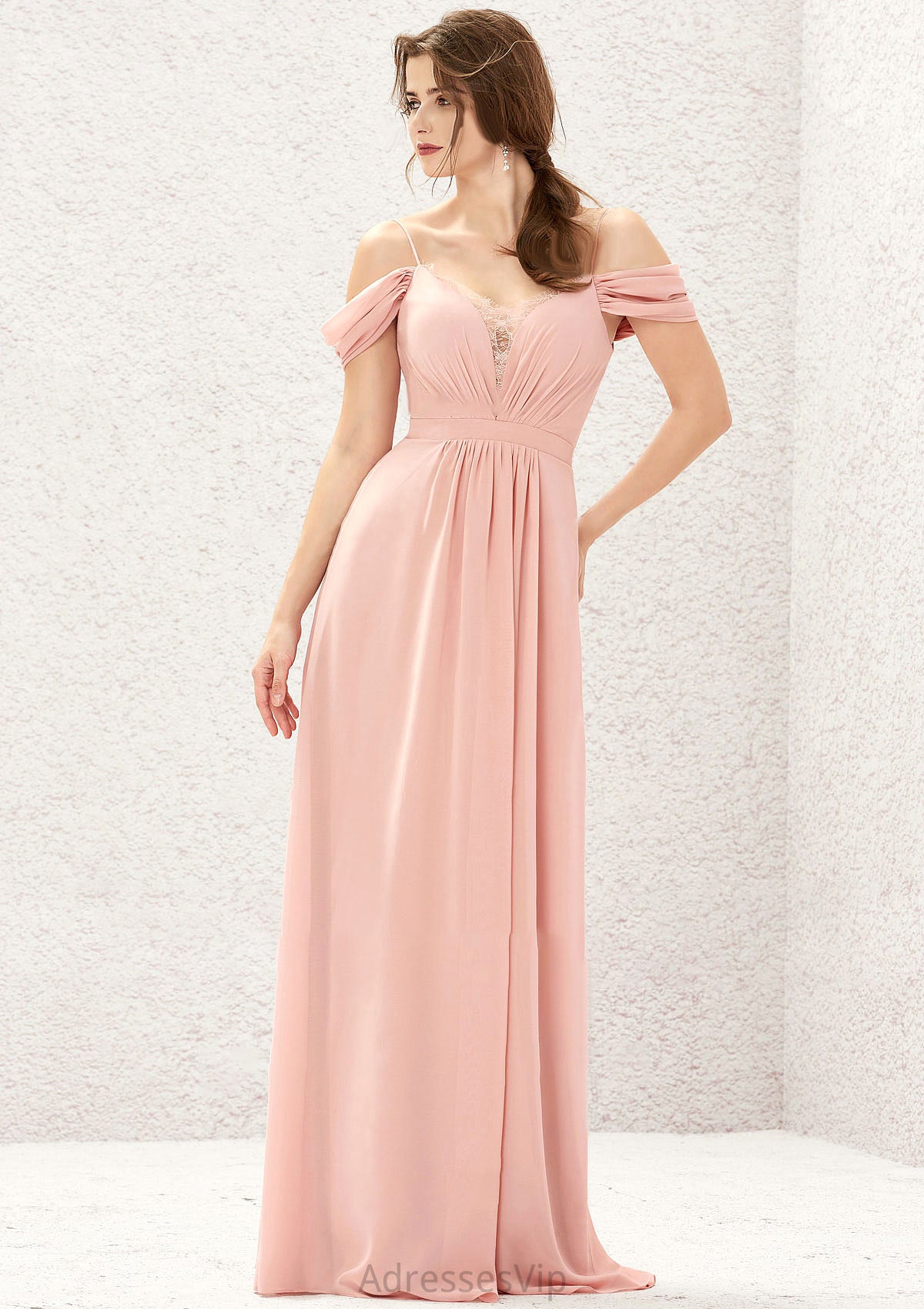 A-line Sweetheart Sleeveless Chiffon Long/Floor-Length Bridesmaid Dresses With Pleated Lace Kenley HCP0025629