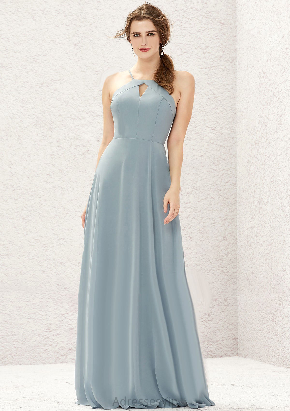 A-line Bateau Sleeveless Long/Floor-Length Chiffon Bridesmaid Dresses Alanna HCP0025638