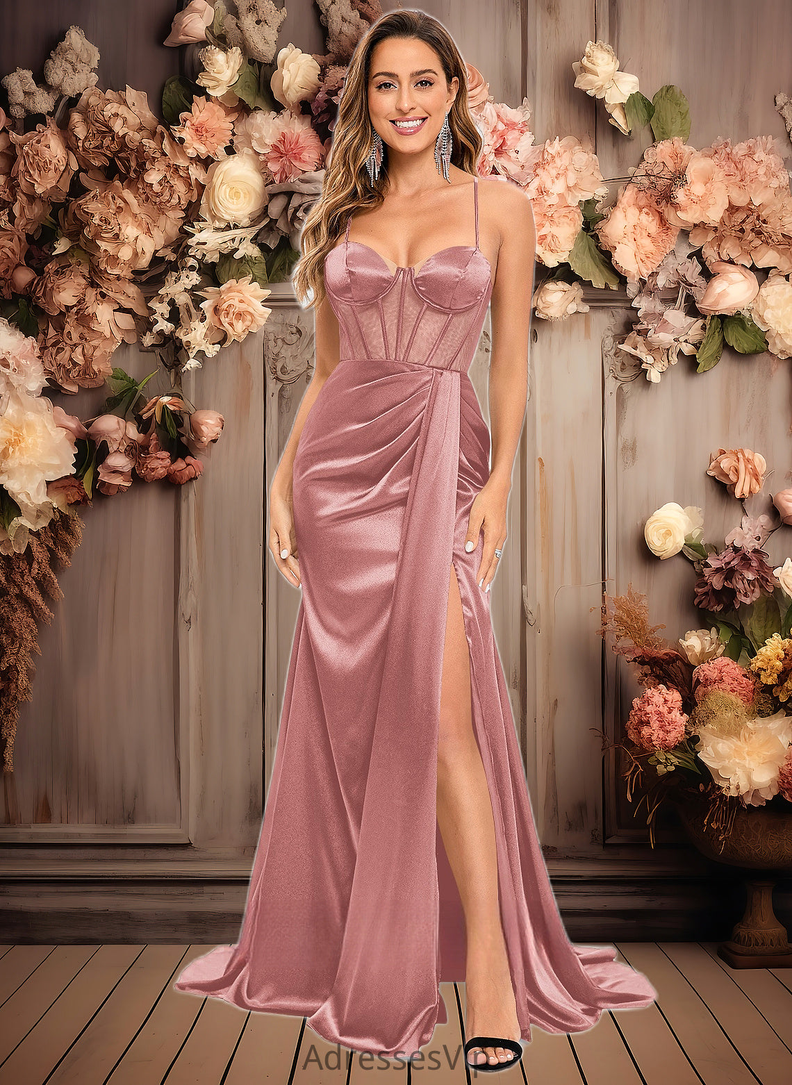 Kristin Trumpet/Mermaid Sweetheart Sweep Train Stretch Satin Prom Dresses HCP0025836