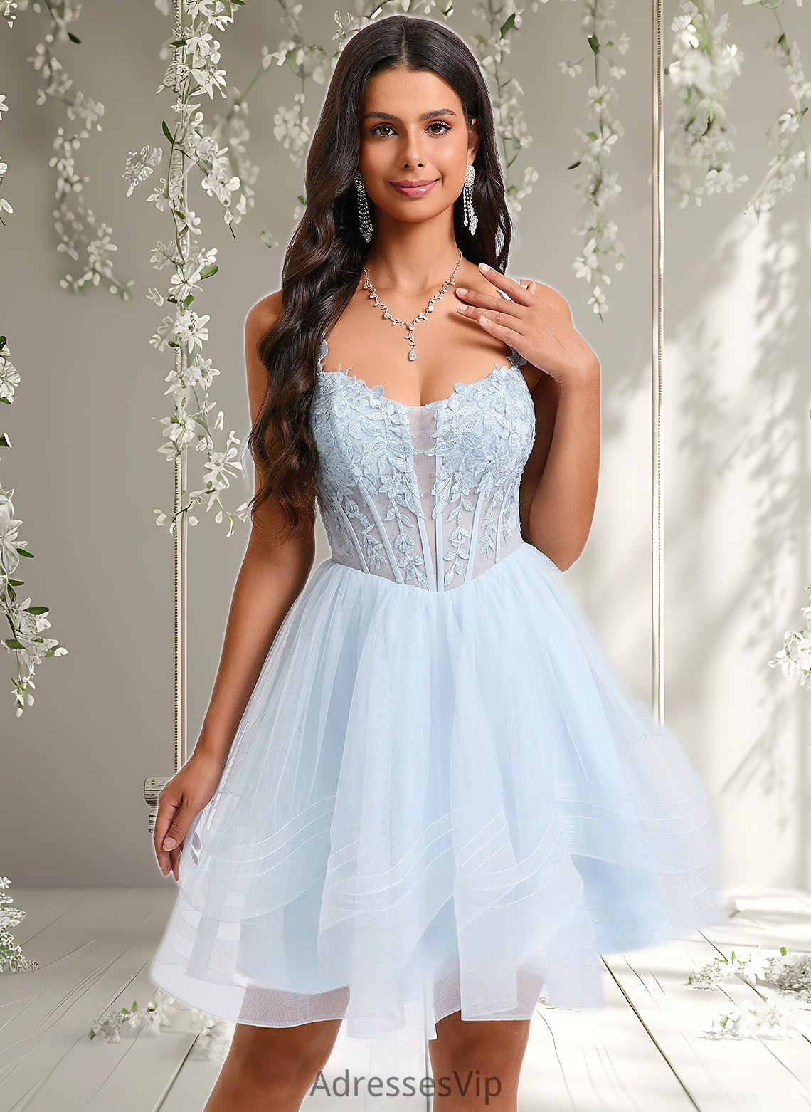 Karsyn Ball-Gown/Princess Scoop Short Tulle Homecoming Dress With Appliques Lace HCP0025659