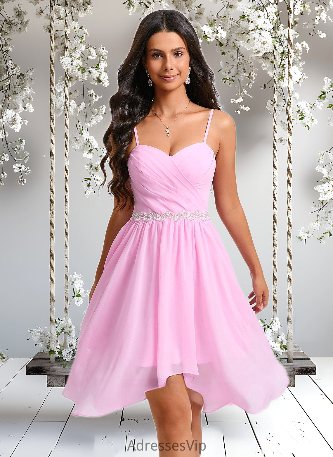 Parker A-line Sweetheart Asymmetrical Chiffon Homecoming Dress With Beading HCP0025690