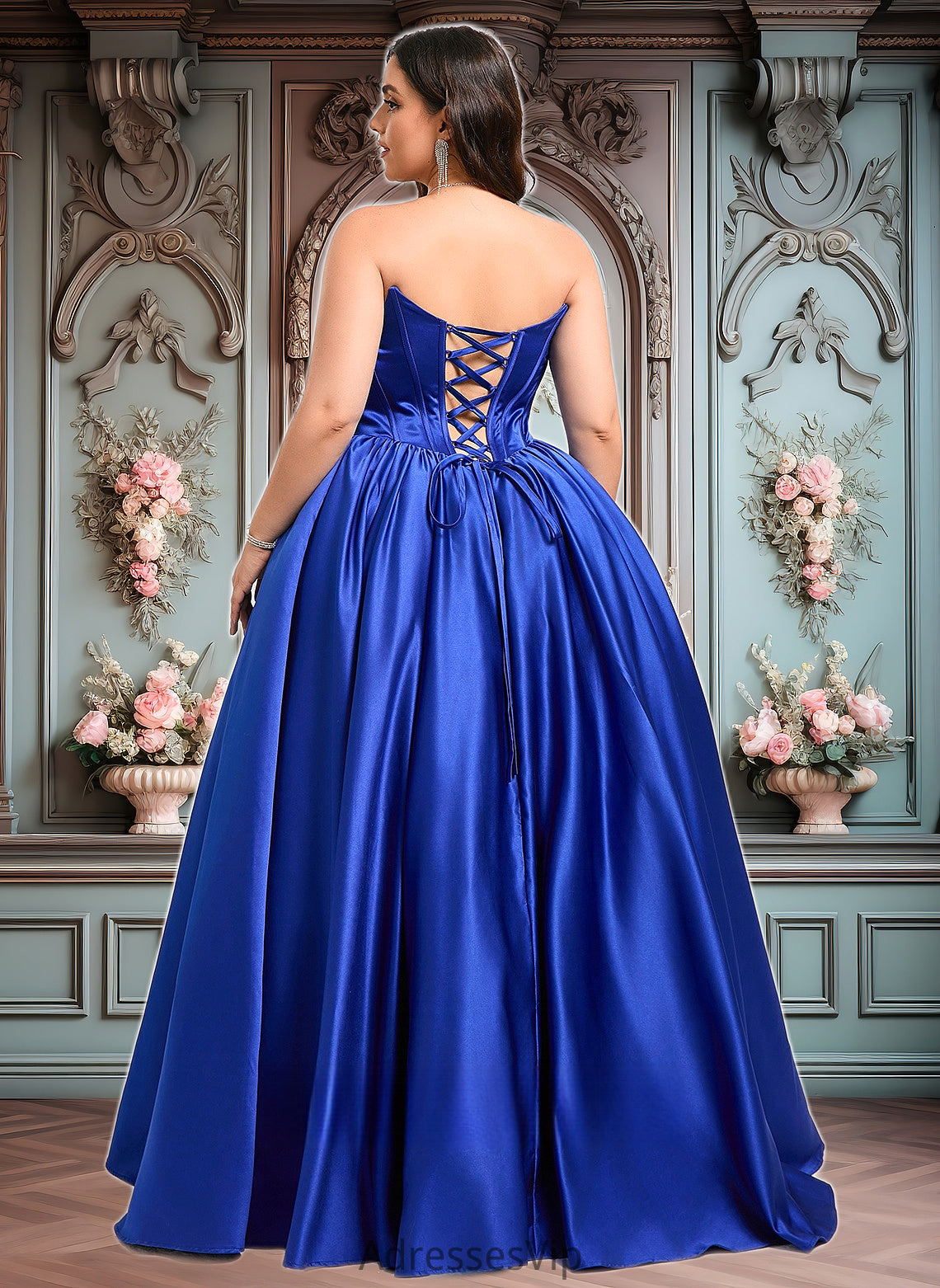 Kaydence Ball-Gown/Princess Straight Floor-Length Satin Prom Dresses HCP0025831