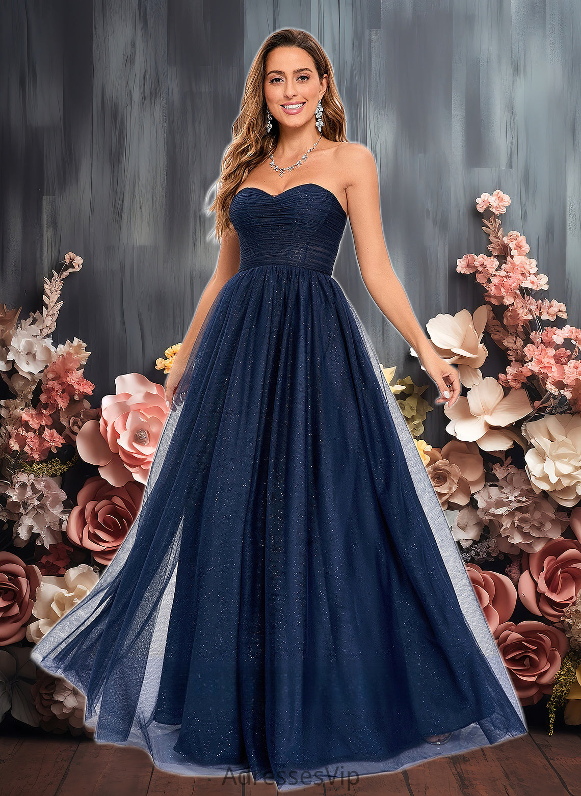 Jasmin Ball-Gown/Princess Sweetheart Sweep Train Tulle Prom Dresses With Beading Sequins HCP0025848