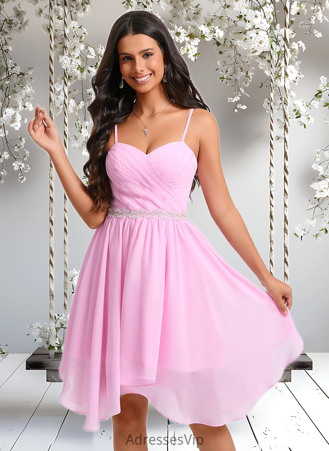 Parker A-line Sweetheart Asymmetrical Chiffon Homecoming Dress With Beading HCP0025690