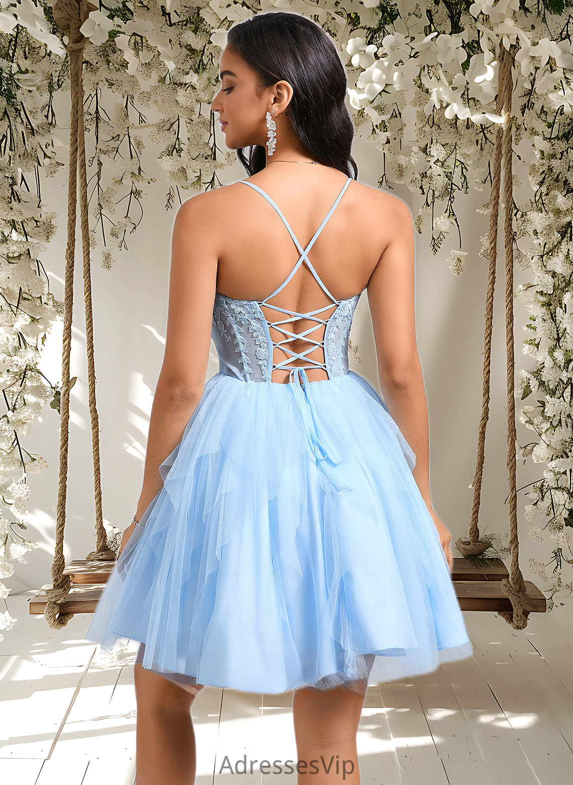 Kailey Ball-Gown/Princess Sweetheart Short Lace Tulle Homecoming Dress With Ruffle HCP0025707