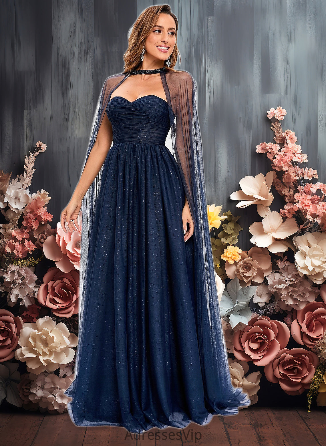 Jasmin Ball-Gown/Princess Sweetheart Sweep Train Tulle Prom Dresses With Beading Sequins HCP0025848