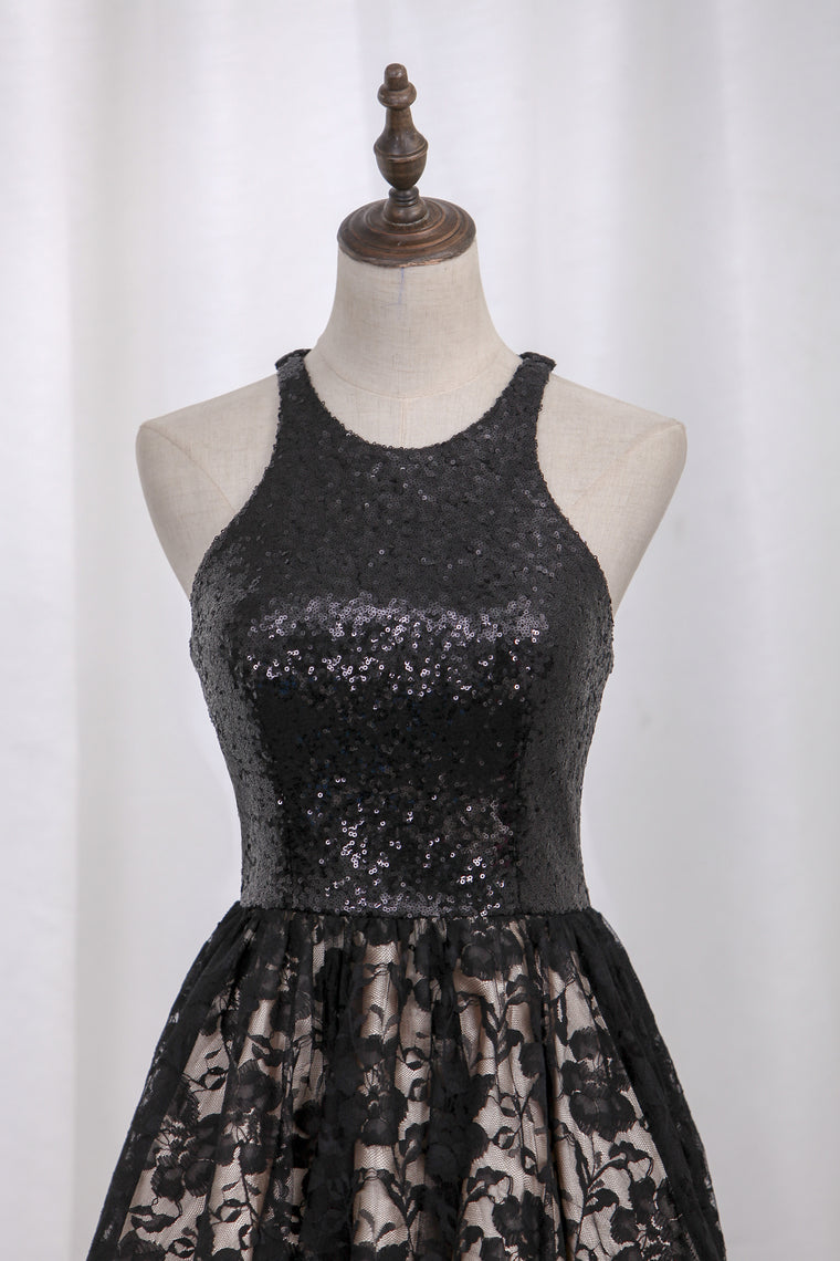 2024 Homecoming Dresses A Line Scoop Sequin&Lace Short/Mini