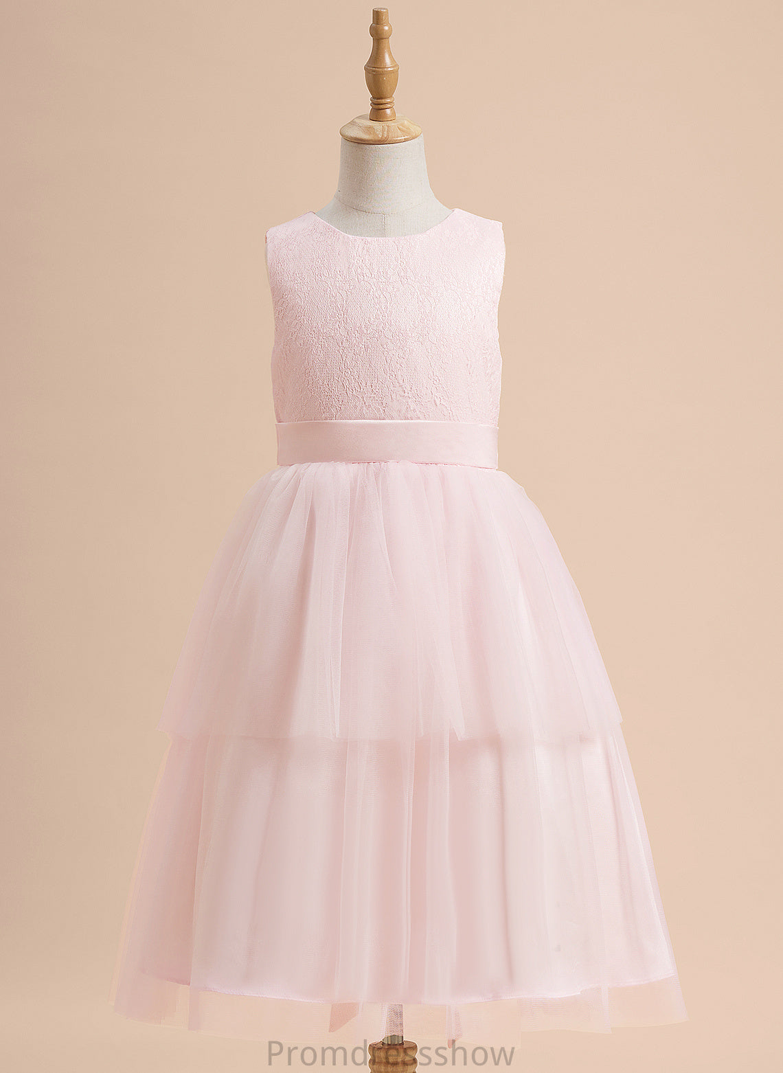 - Knee-length Girl Sleeveless Neck Dress Flower Satin/Tulle Charlee A-Line With Scoop Lace Flower Girl Dresses