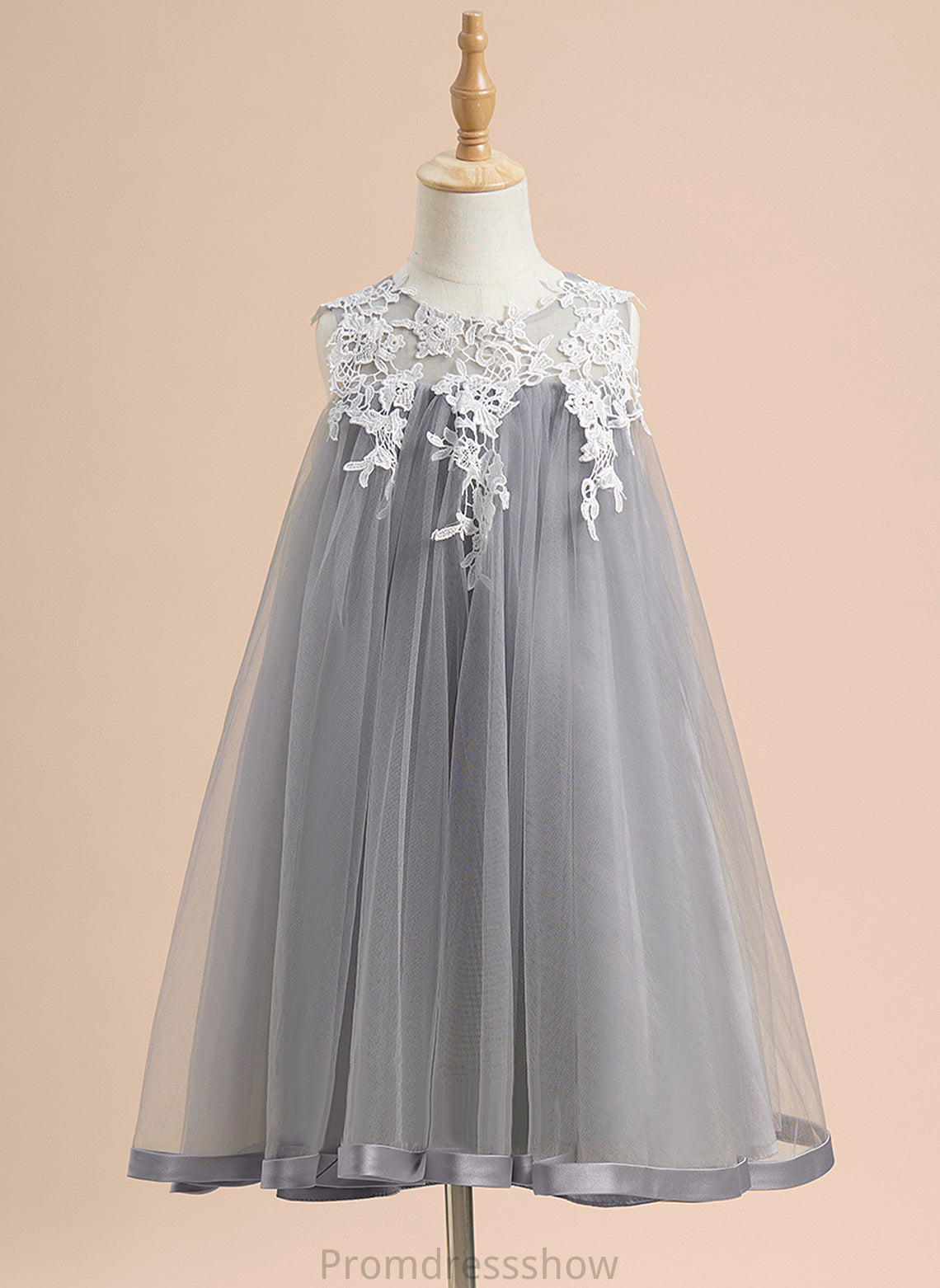 Knee-length Girl Scoop Flower Girl Dresses Mariela - Neck Dress With Lace Flower A-Line Tulle Sleeveless