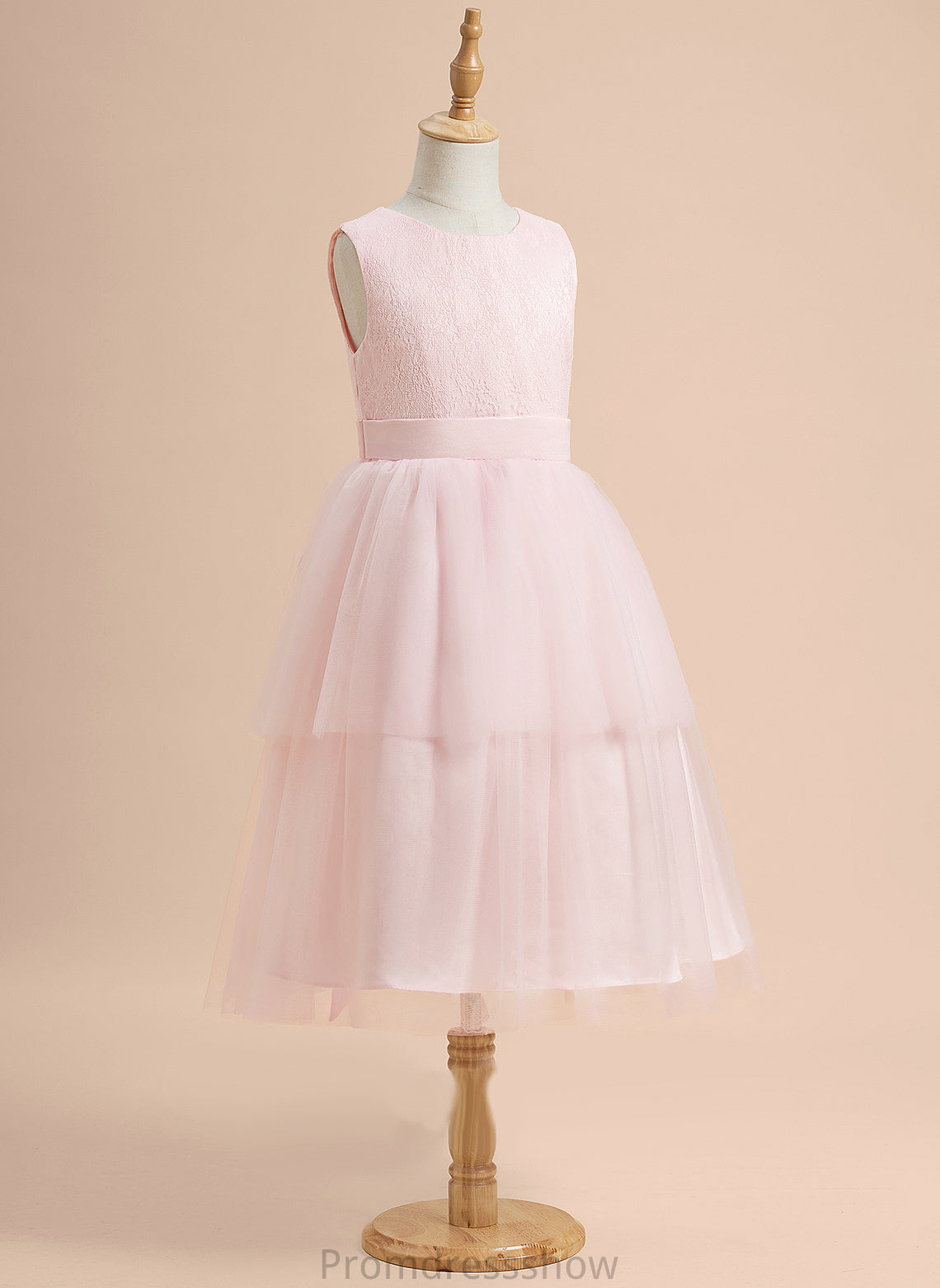 - Knee-length Girl Sleeveless Neck Dress Flower Satin/Tulle Charlee A-Line With Scoop Lace Flower Girl Dresses