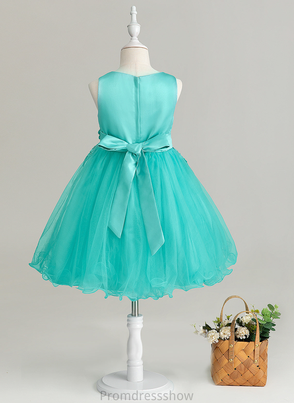 Sleeveless Shirley Knee-length A-Line Flower Girl Dresses Dress - Girl Neck Flower(s) Satin/Tulle/Lace Scoop Flower With