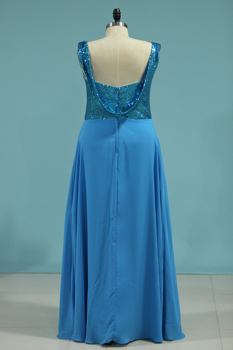 2024 Bridesmaid Dresses Straps Sequined Bodice A Line Chiffon Floor Length