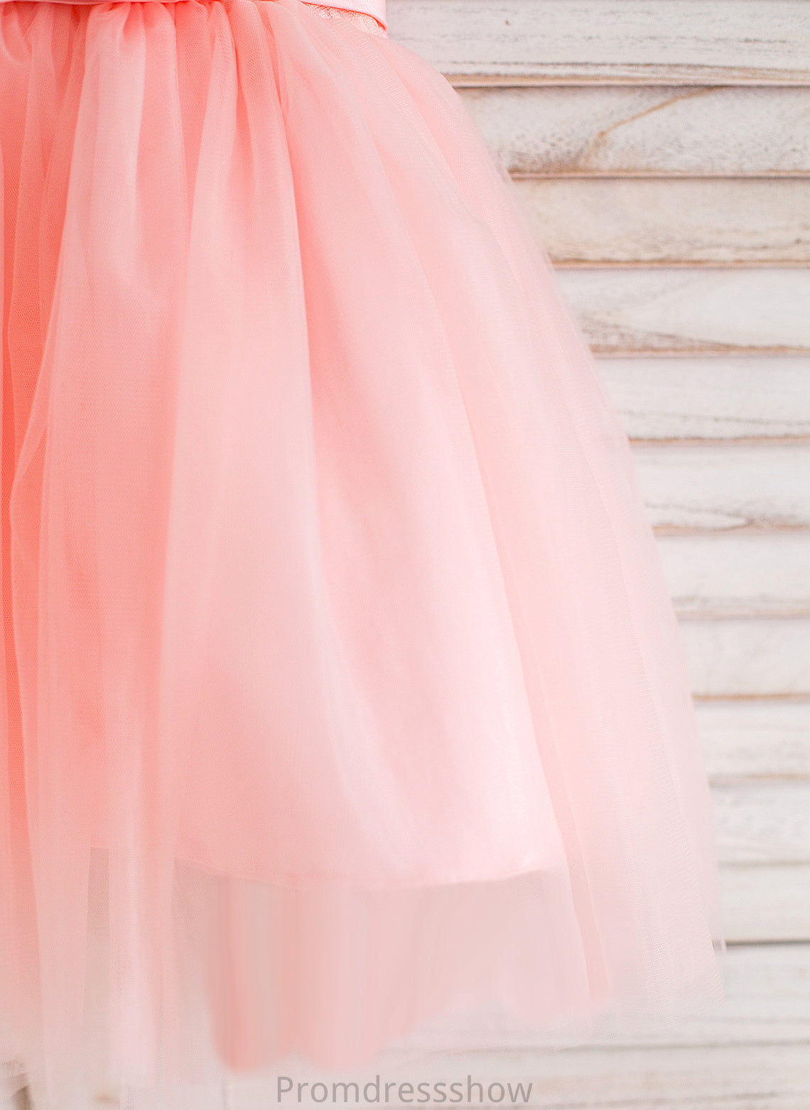 Tulle/Lace Flower Tiffany Ball-Gown/Princess - Scoop Neck Dress Bow(s) Sleeveless Girl With Knee-length Flower Girl Dresses