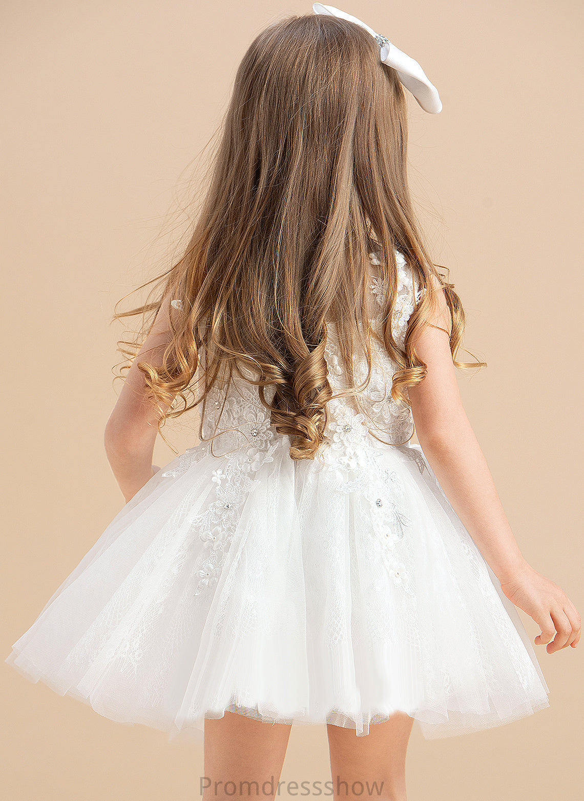 With Scoop Ball-Gown/Princess Cassie Girl Flower Dress Neck Sleeveless Knee-length Beading/Appliques Tulle Flower Girl Dresses -