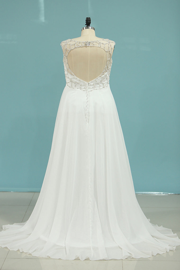 2024 V Neck Chiffon With Beads A Line Court Train Wedding Dresses