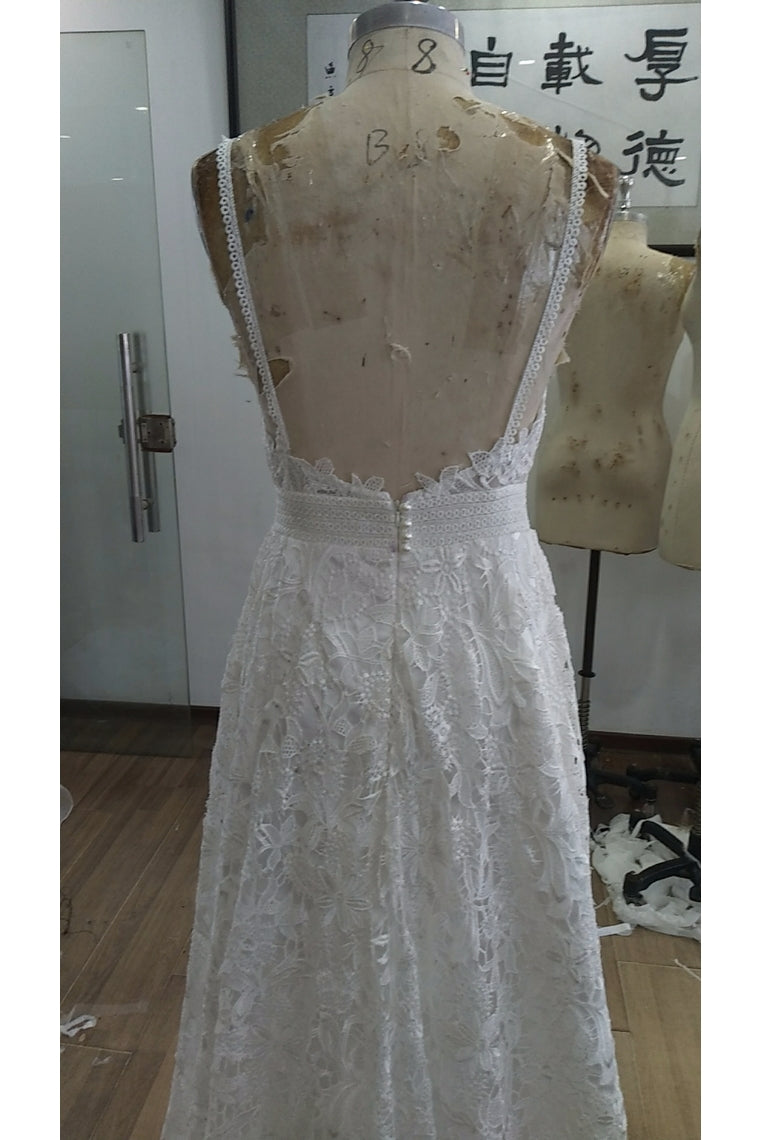 2024 Sexy Open Back Wedding Dresses Mermaid High Neck Lace With Slit