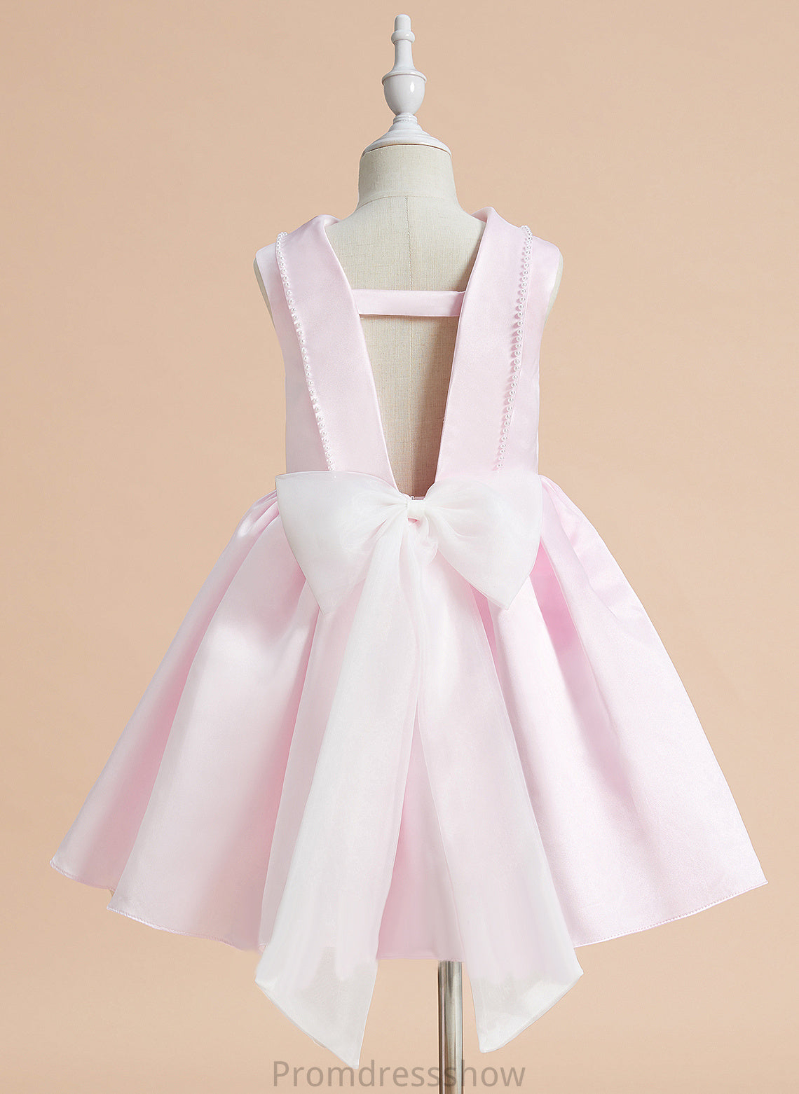 Girl Flower Girl Dresses Neck Knee-length With Satin A-Line Sleeveless - Flower Miah Dress Scoop Beading/Bow(s)