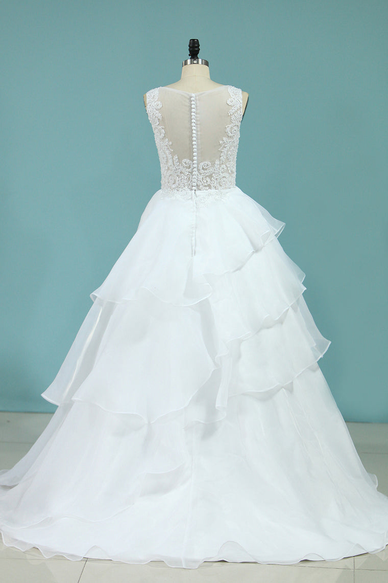 2024 New Arrival Wedding Dresses Straps A Line Organza With Applique