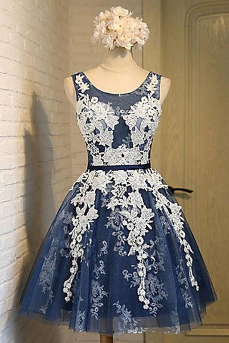 2024 New Arrival Homecoming Dresses A Line Scoop Tulle With Applique