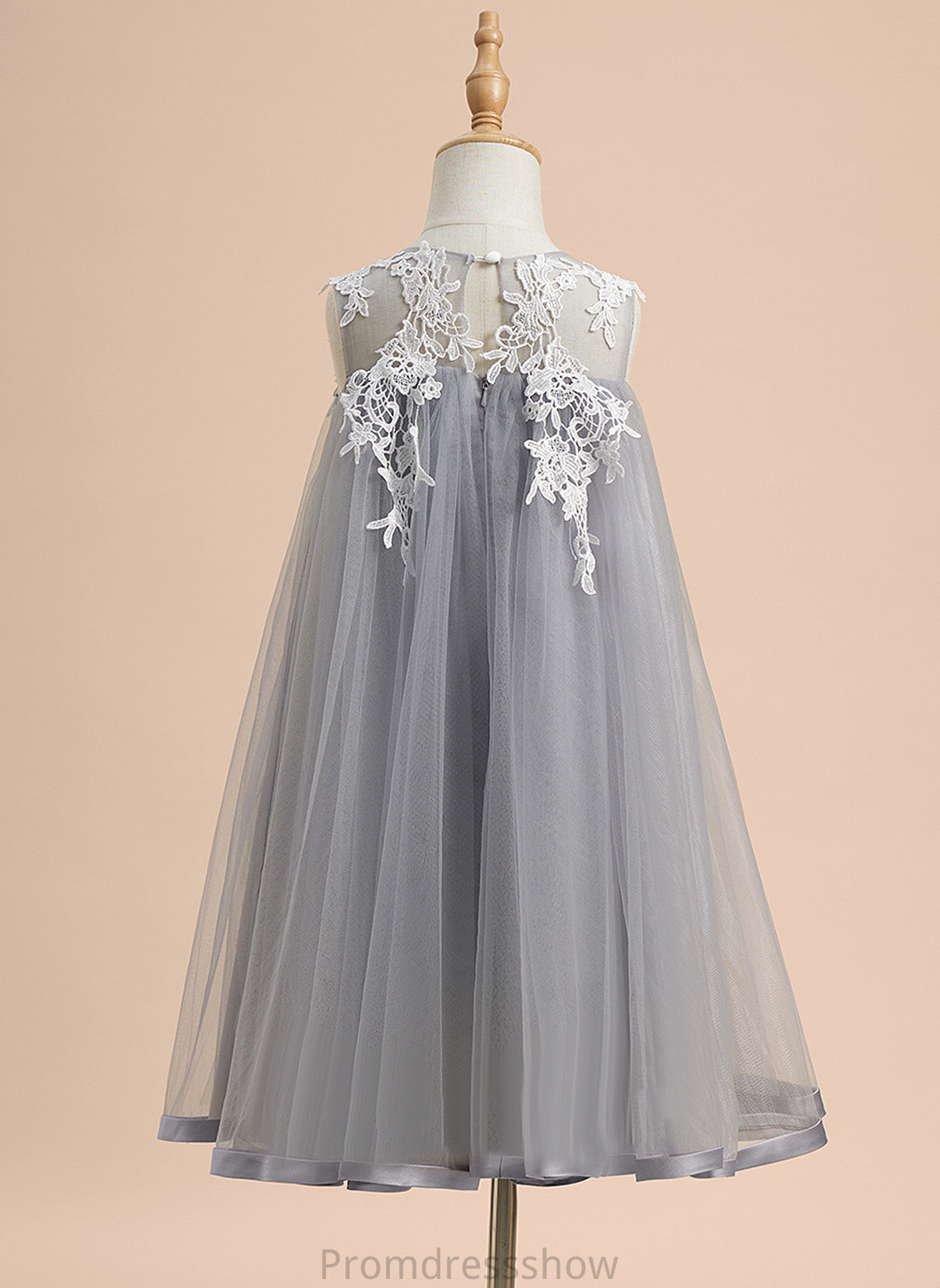 Knee-length Girl Scoop Flower Girl Dresses Mariela - Neck Dress With Lace Flower A-Line Tulle Sleeveless