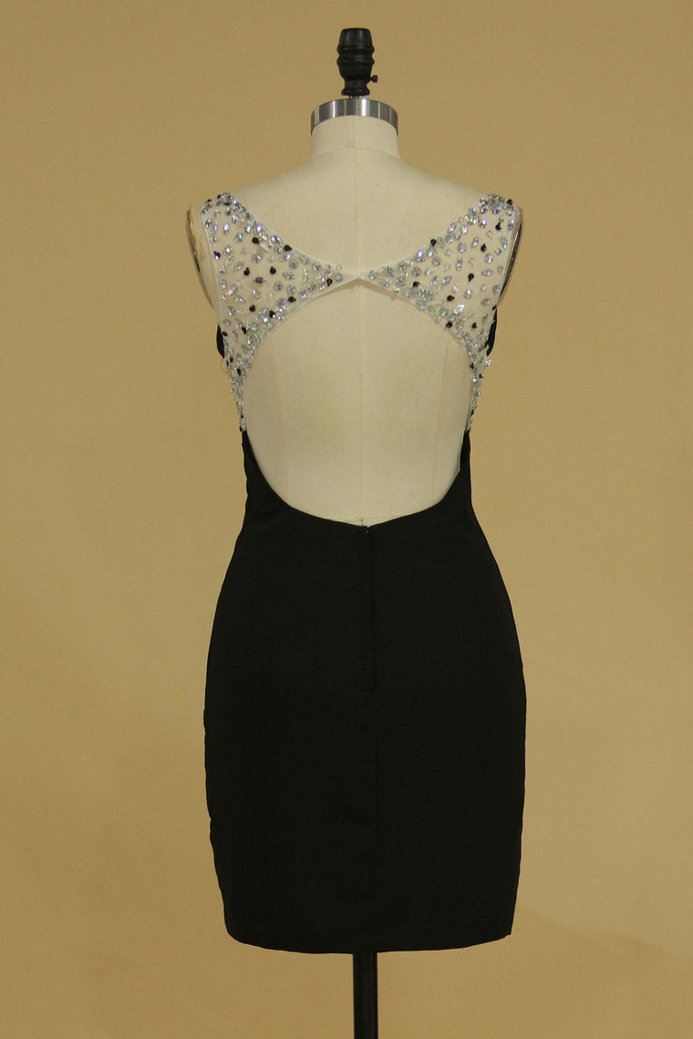 2024 Homecoming Dresses Sheath V Neck With Beading Short/Mini