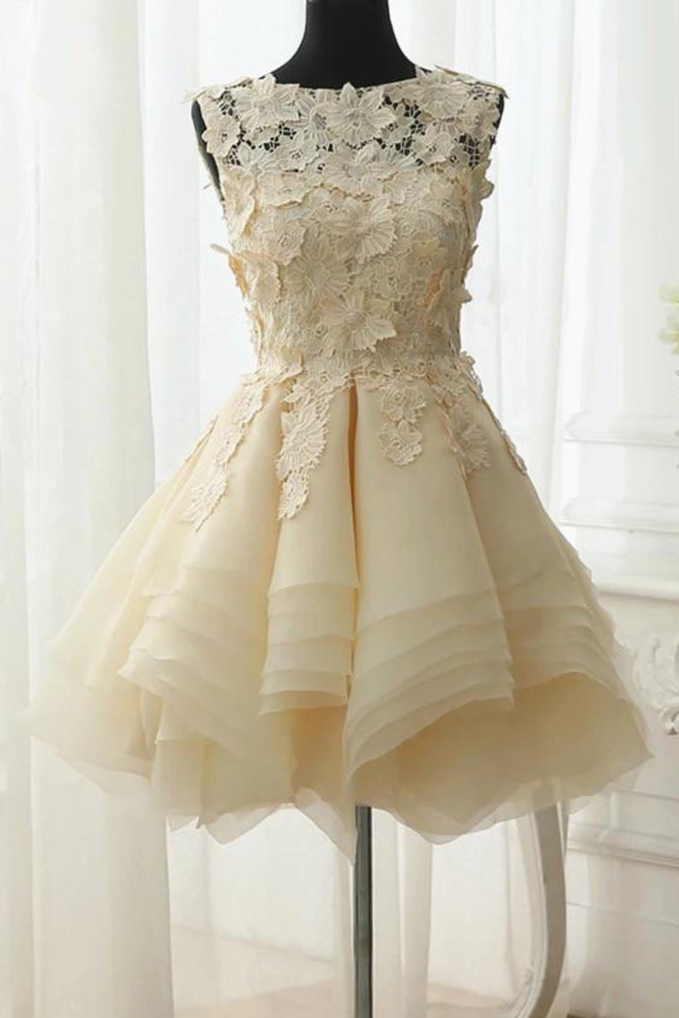 2024 A Line Scoop Organza With Applique Short/Mini Homecoming Dresses