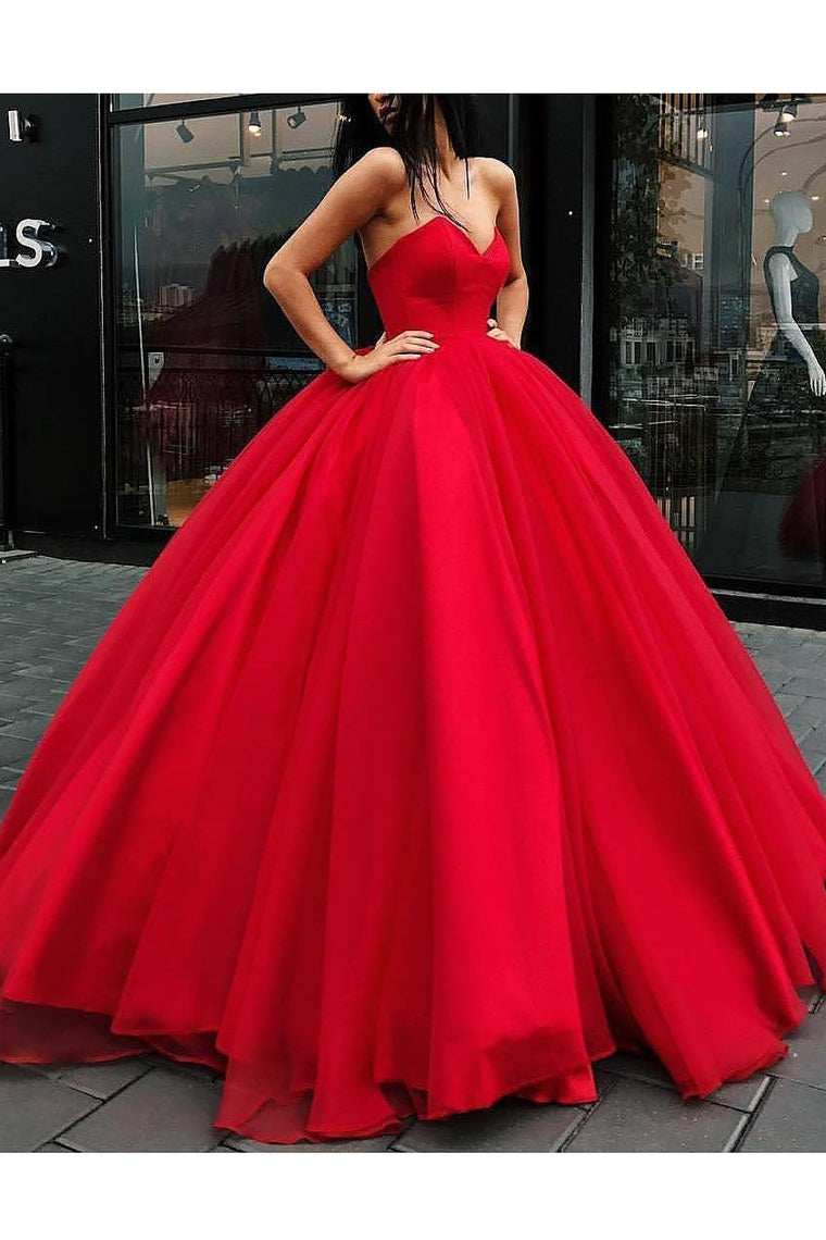 2024 Ball Gown Sweetheart Prom Dresses Organza Sweep Train