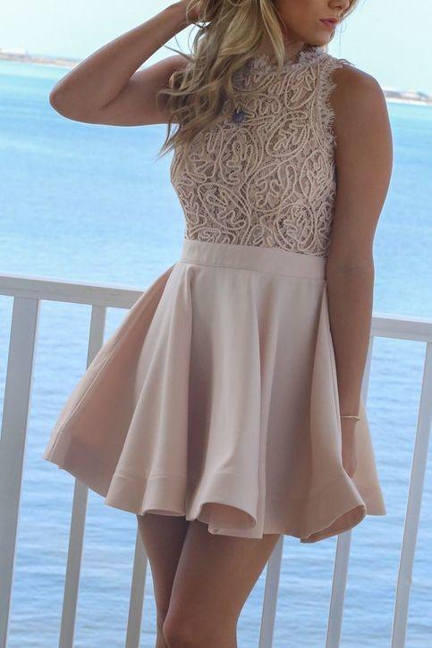 Sleeveless Party Dress Emmy Lace Homecoming Dresses With HC282