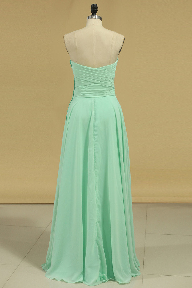 2024 Chiffon Bridesmaid Dresses Sweetheart Ruffled Bodice Floor Length A Line