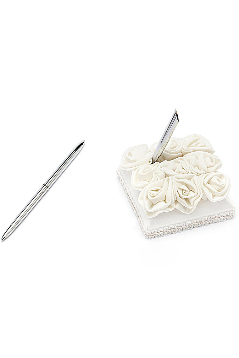 Bold Red Luxury Rose Lined Rose Guestbook & Pen Set