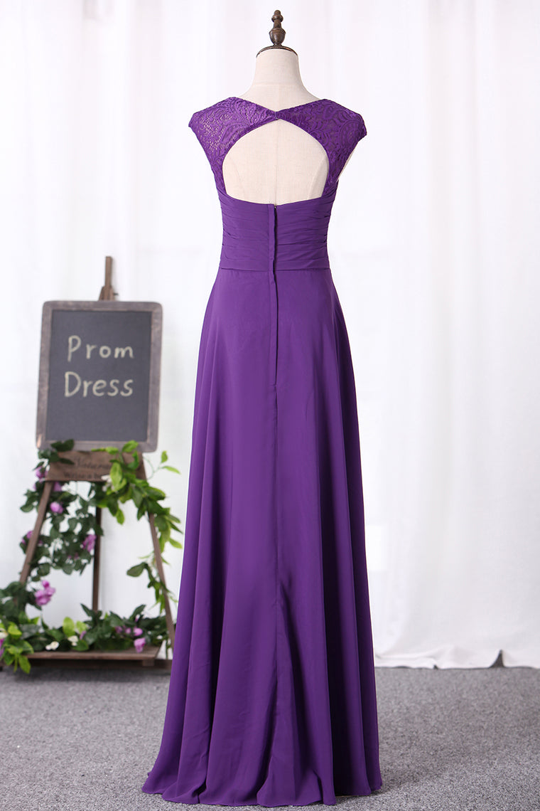 2024 Bridesmaid Dresses Off The Shoulder A-Line Chiffon & Lace